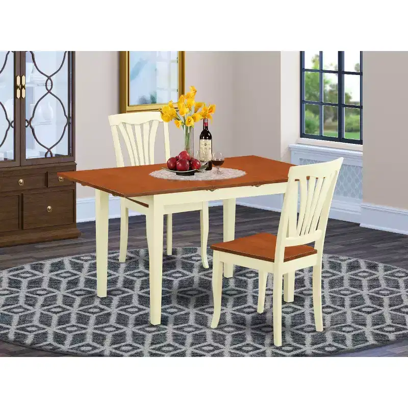 HomeStock Belmont Dining Room Set-Dining Table And Dining Chairs, White