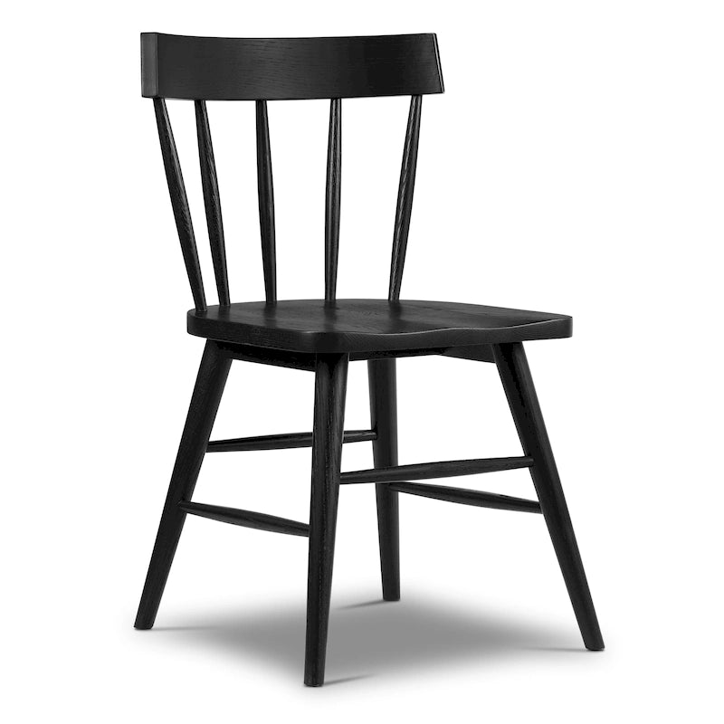 Windsor-Style Solid Oak Dining Chair with Spindle Back & Tapered Legs