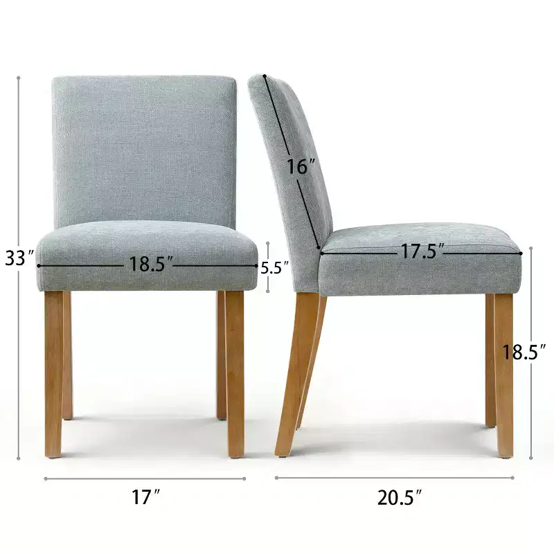 Modern Farmhouse Dining Chairs Set of 4, Upholstered Textured Woven Fabric Parsons Side Chairs with Solid Wood Legs - Panipeachy