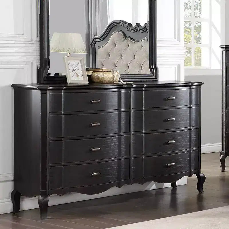 64 Antique Black Dresser - 5 Drawers, Wood Composite, No Assembly Required