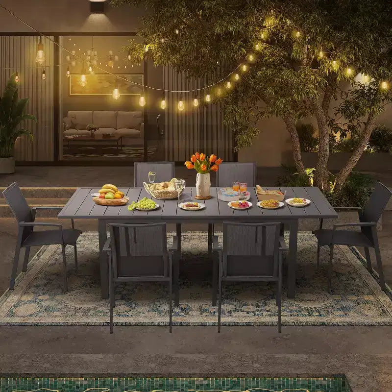 Heynemo Patio Dining Chairs, Sturdy Aluminum Frame, Quick-Drying Textilene Fabric, Stackable Outdoor Furniture for Lawn, Balcony