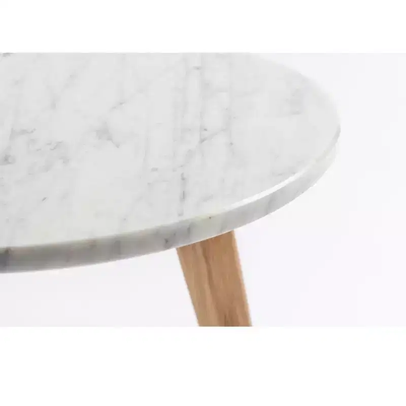 The Bianco Collection Cherie 15 Round Italian Carrara White Marble Side Table