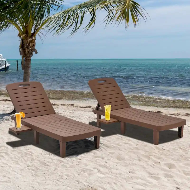 Ouyessir 60 Outdoor Mini Lounge Chairs with Adjustable Backrest & Pull-out Tray(Set of 2)