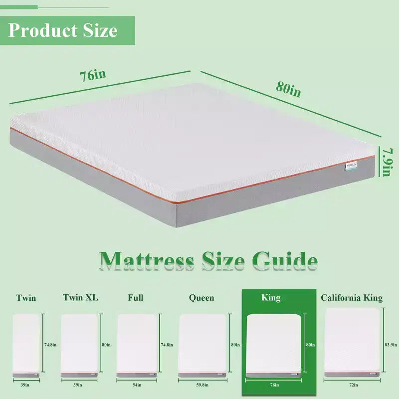 VECELO 8 Memory Foam Mattress Medium Firm Twin/Full/Queen/King/California King Size Bed Mattress & Topper
