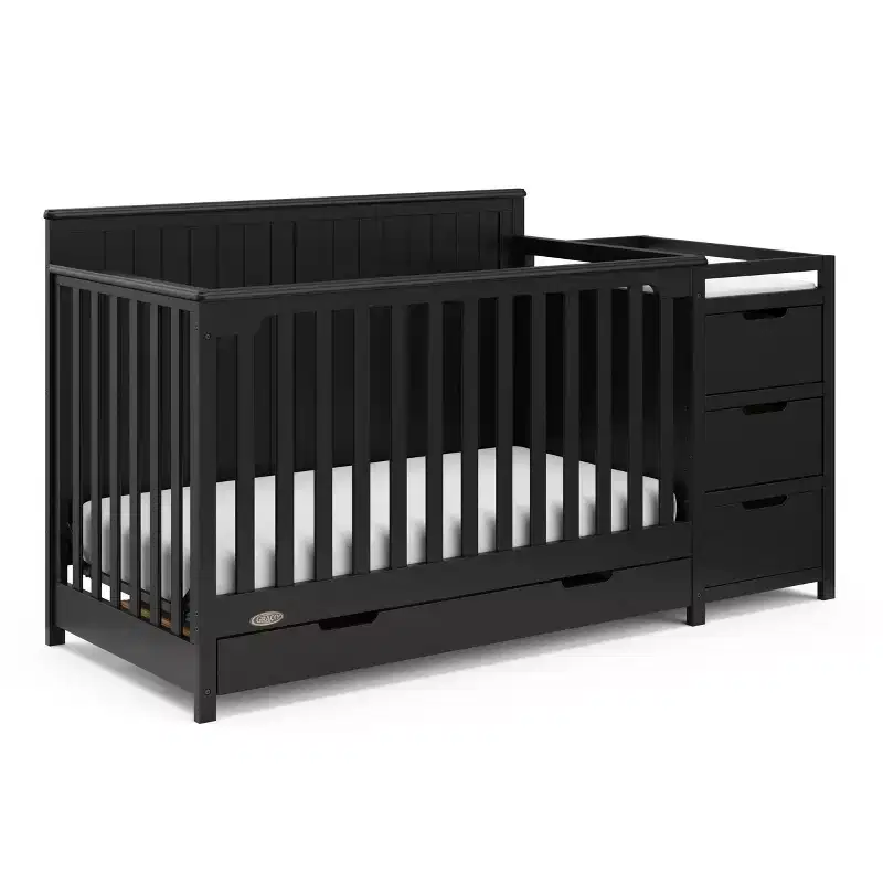 5-in-1 Convertible Crib and Changer with Drawer