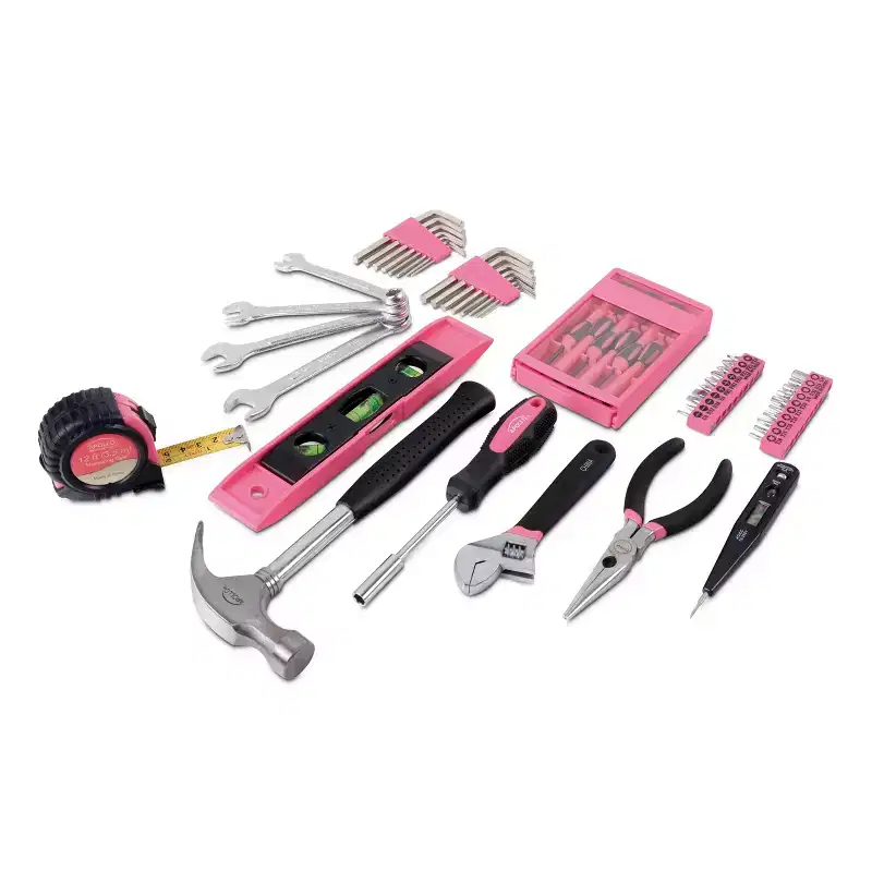 Apollo Tools 53pc DT9773P Household Tool Kit with Tool Box Pink