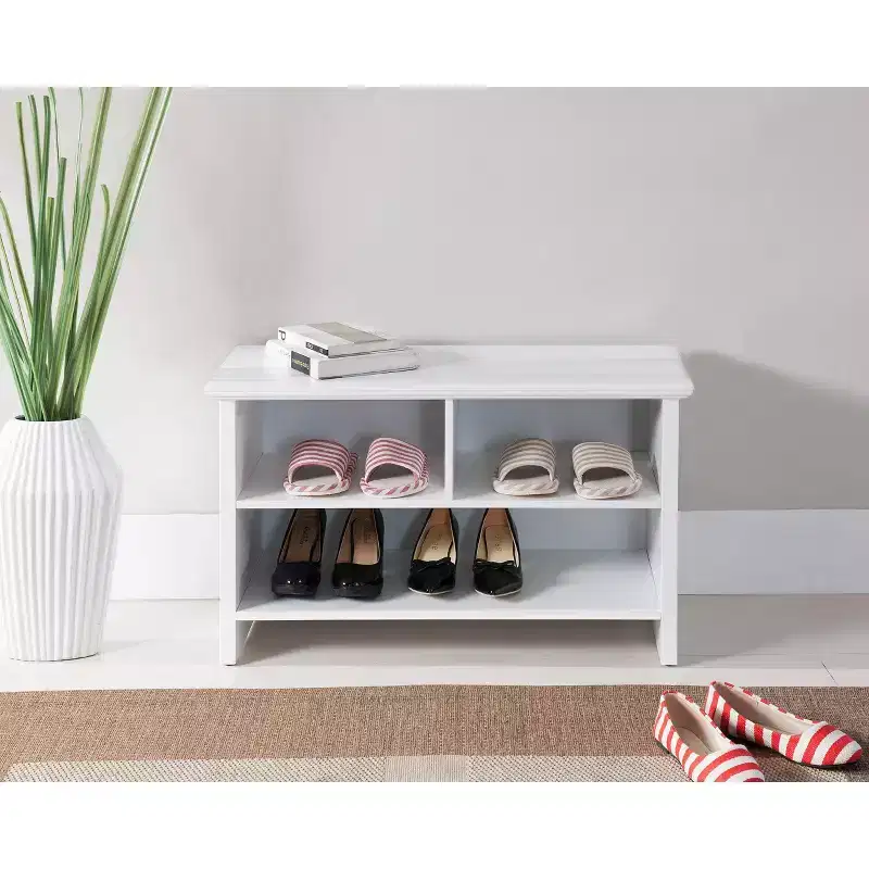 Kings Brand Furniture Worthington 2-Shelf Shoe Storage Bench, White
