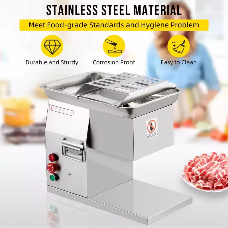 GARVEE Commercial Meat Slicer, Electric Deli Food Slicer, 800W Meat Cutter Adjustable Thickness, Silver