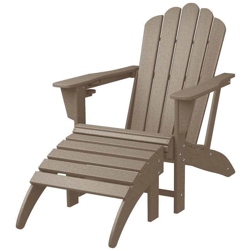 Polytrends Aderson Outdoor Poly Adirondack Chair with Ottoman