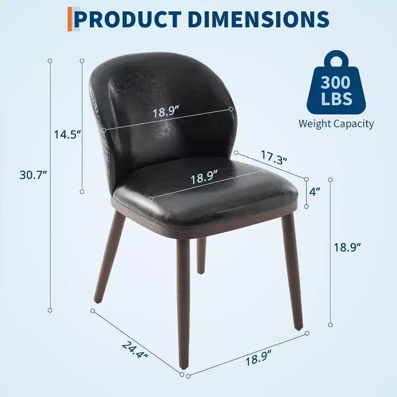 Dining Chair Set of 2, Wooden Leg Kitchen Chairs, Comfortable Fabric Seat, Suitable for Dining Room, Kitchen, Living Room, Easy Installation