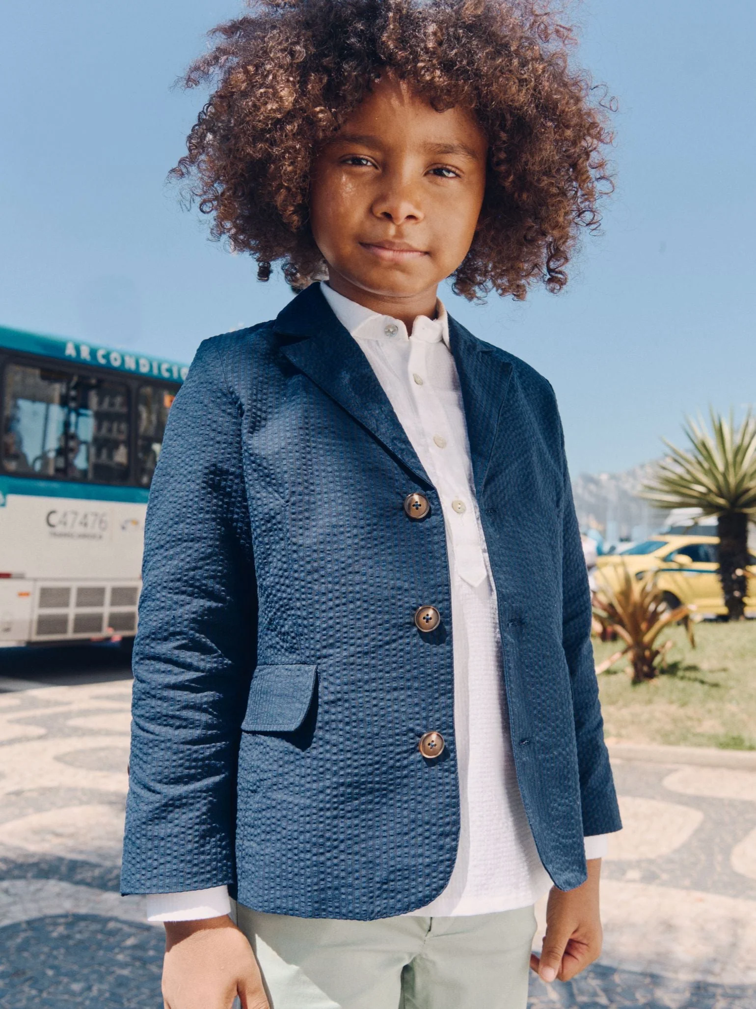 Navy Seersucker Boy Jacket