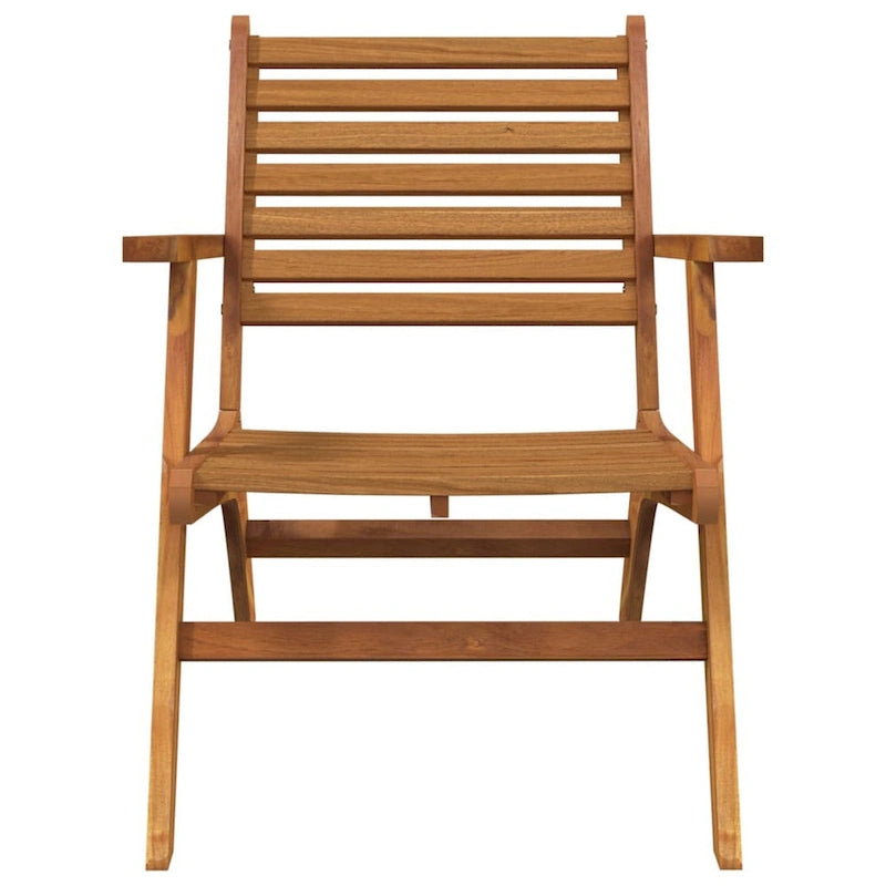 Outdoor Set of 2, Slatted Design, Acacia Wood, Brown Finish