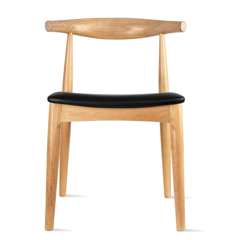 Solid Real Wood PU Leather Cushion Elbow Dining Chair Kitchen Padded Seat Bedroom Hotel Restaurant Work