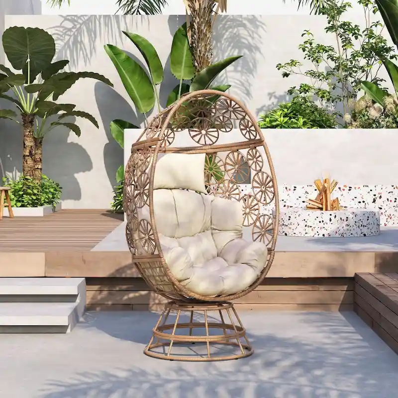 Christopher Knight Home - Lenola Outdoor Wicker Swivel Egg Chair