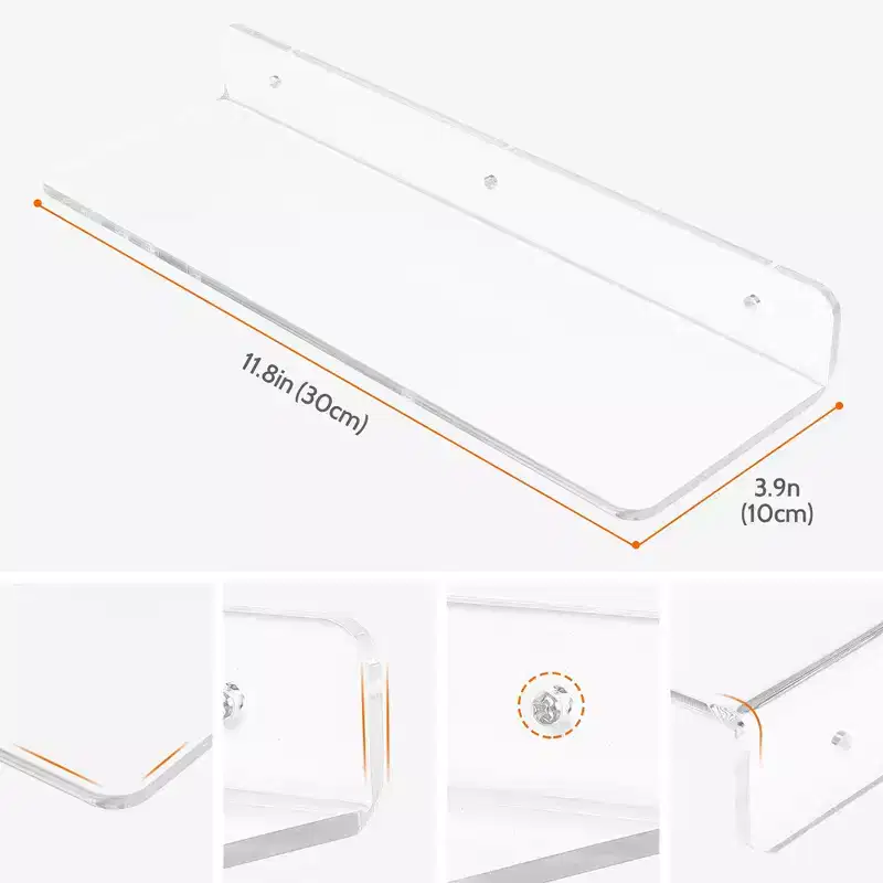 Unique Bargains Acrylic Waterproof Bathroom Floating Shelf 11.8 x 3.9 x 2 Inch