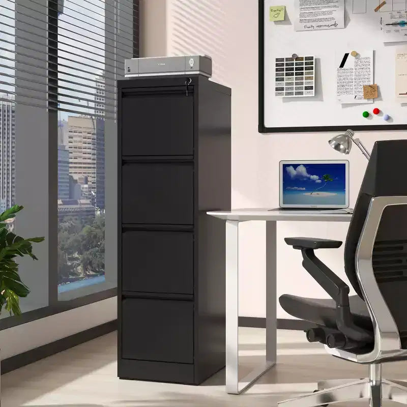 4 Drawer Metal Vertical File Cabinet with Lock Office Home Steel Vertical File Cabinet