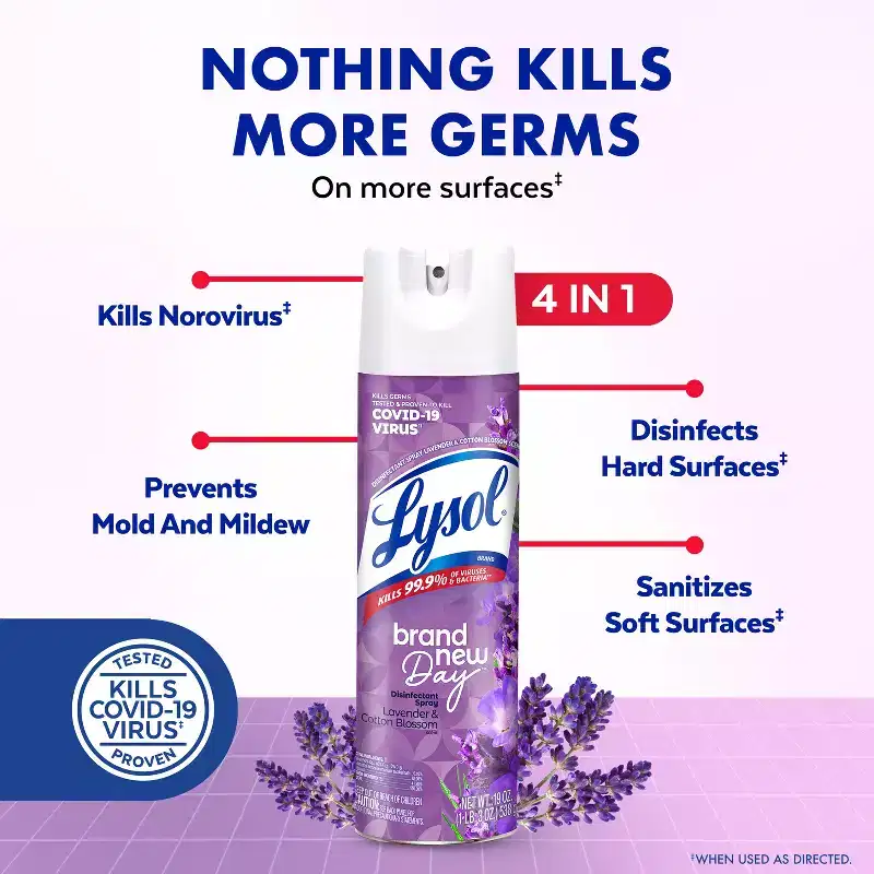 Lysol Lavender Disinfectant Aerosol Spray - 38 fl oz: Aluminum-Free Cleaning Solution for Multipurpose, Multi-Surface Use
