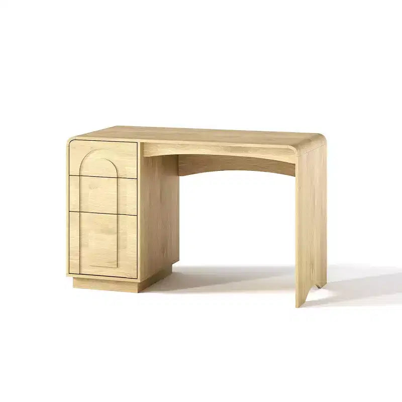 Bestier Computer Desk with 3 Drawers, 47 Home Office Desk with File Cabinet Storage, Writing Desk with Curved Design, Small Space Friendly