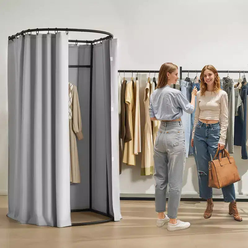 VEVOR Fitting Room, Dressing Room with Thick Polyester Curtains, Privacy Space with Shading Curtain and a Hook, 39 x 37 x 79 in, Gray