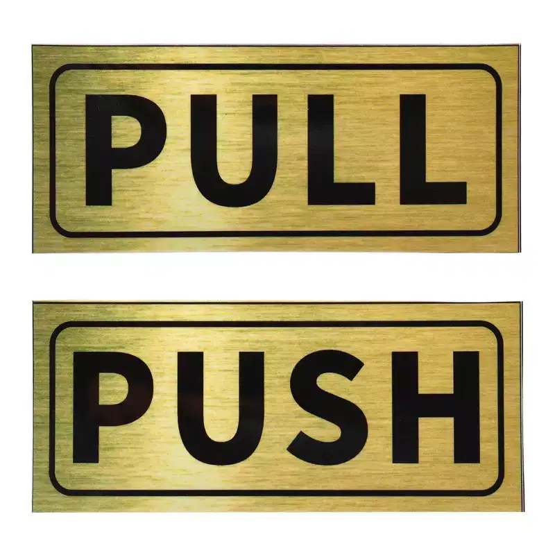 Unique Bargains Self-Adhesive Waterproof Shop Horizontal Push Pull Door Sign 1 Set