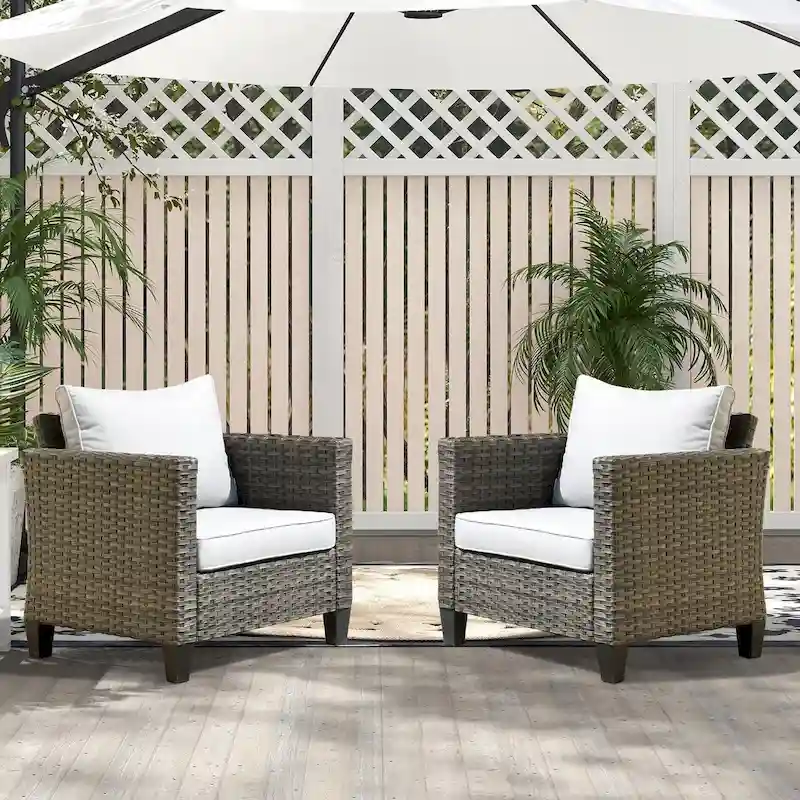 XIZZI 2-piece Patio Rattan Wicker Chair Set with Cushions