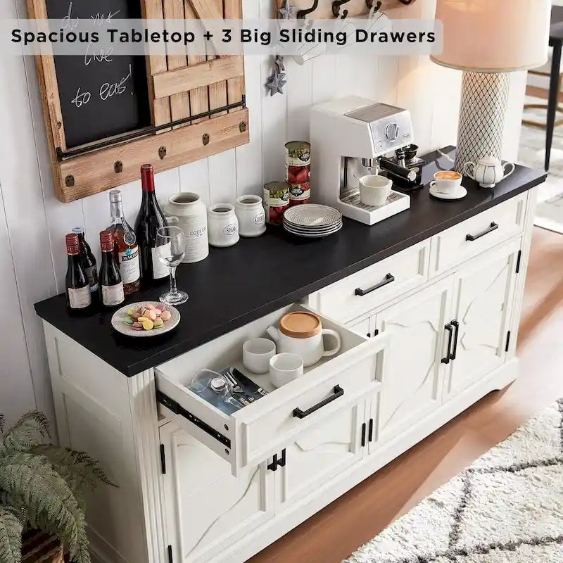Farmhouse Buffet Sideboard Cabinet,Coffee Bar Wine Bar for Dining Room - N/A
