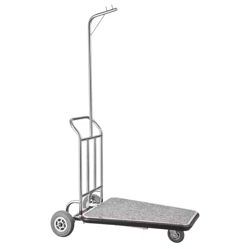 600 LBS Stainless Steel Bellman Luggage Cart with Rubber Wheels
