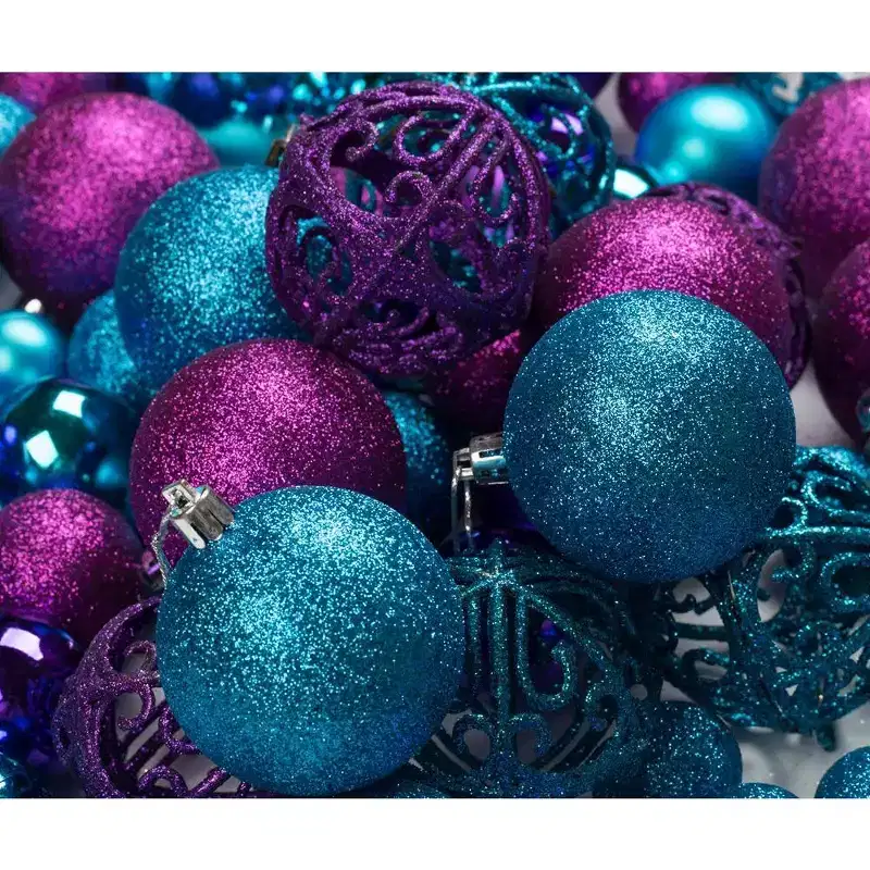 R N' Ds Shatterproof Christmas Ornament Balls - Blue and Purple - 100 Pack