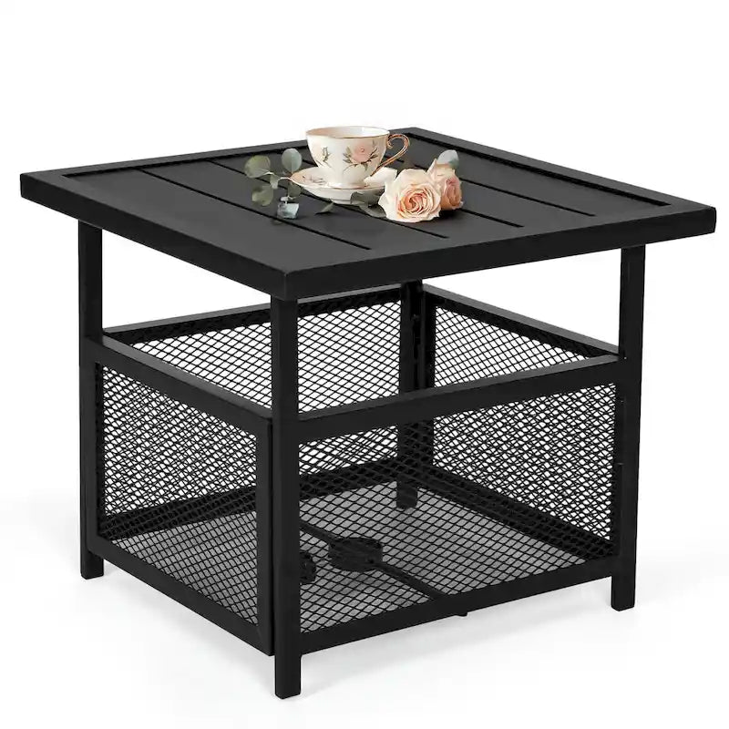 Outdoor Patio Side Table Coffee Bistro Table with 1.57 Umbrella Hole