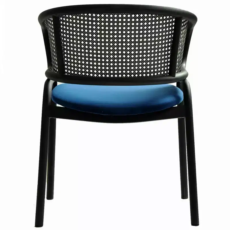 LeisureMod Ervilla Modern Dining Side Chair  Cozy Upholstered Accent Armchair with Black Iron Legs, Kitchen, Dining Room, Cafe, Restaurant Seating