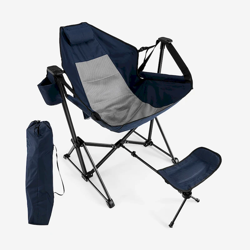 Outdoor Rocker Camping Chair Rocking Chair with Removable Footrest