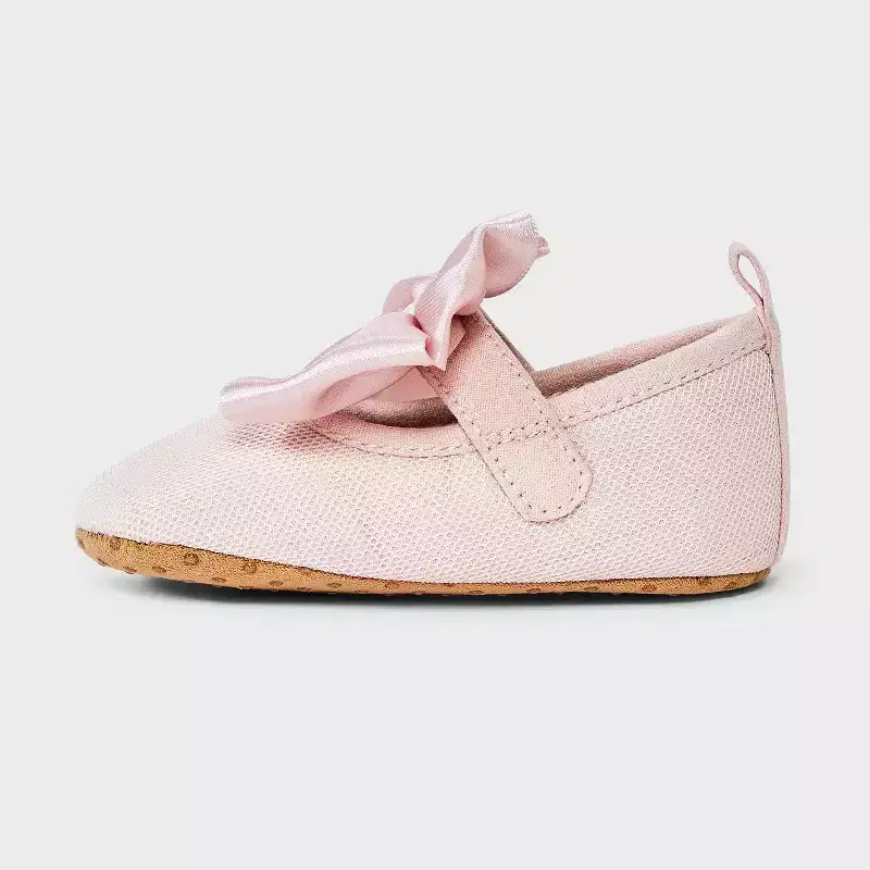 Baby Girls' Satin Bow Ballet Flats - Cloud Island™ Light Pink