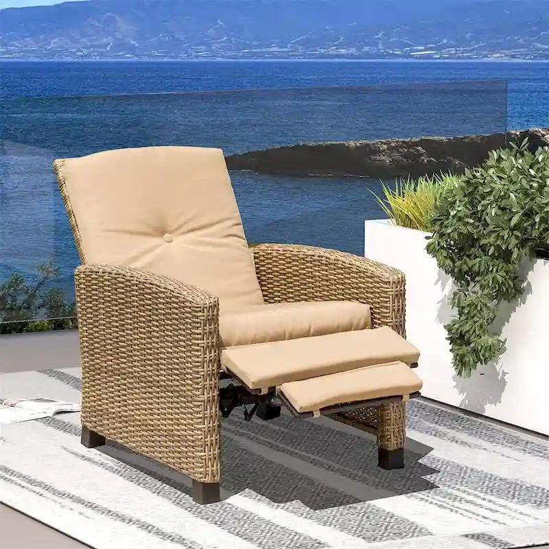 Outdoor All-Weather Wicker Reclining Patio Chair