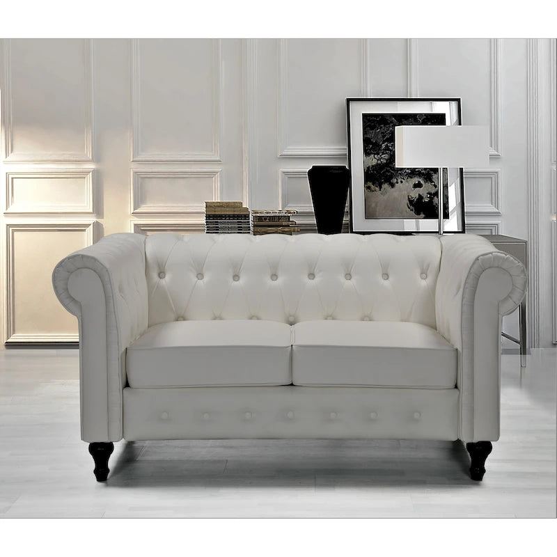 Velvet Upholstered Classic Chesterfield Loveseat