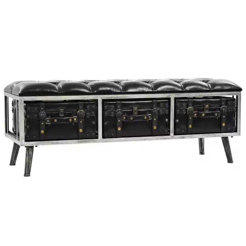 vidaXL Storage Bench 43.3 Black Faux Leather