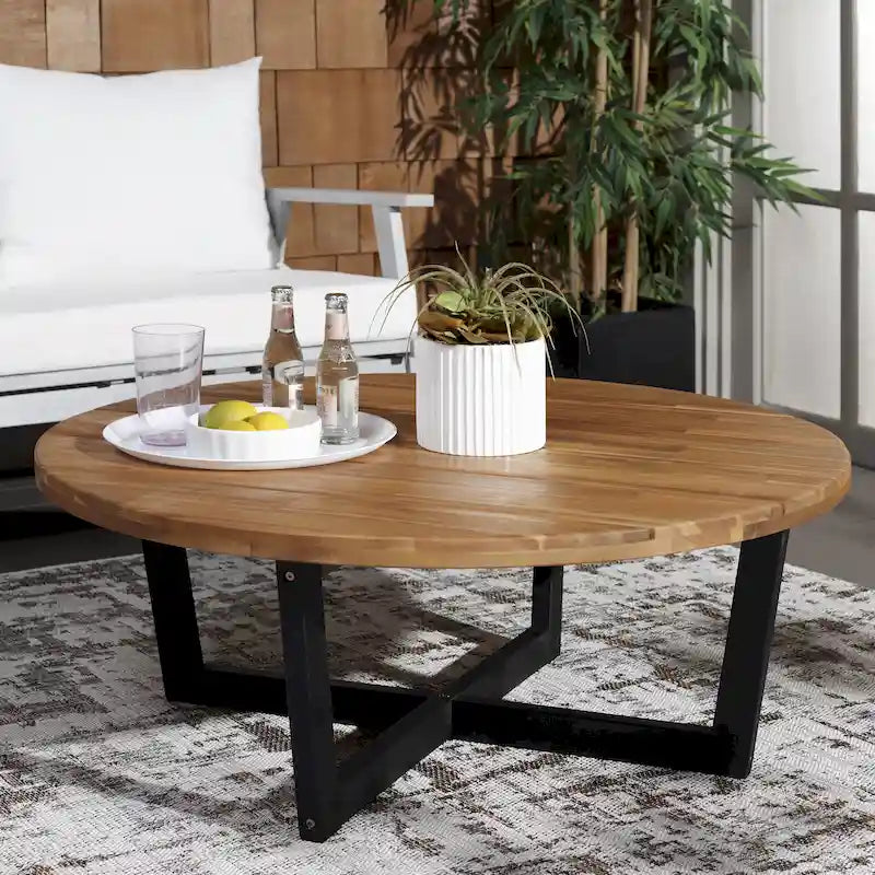SAFAVIEH Yareli 4-Leg Round Outdoor Coffee Table - 39Wx39Dx15H