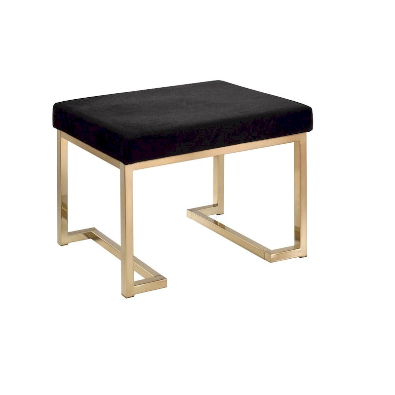 Silver Orchid Sweet Black Fabric-upholstered Champagne Metal Ottoman