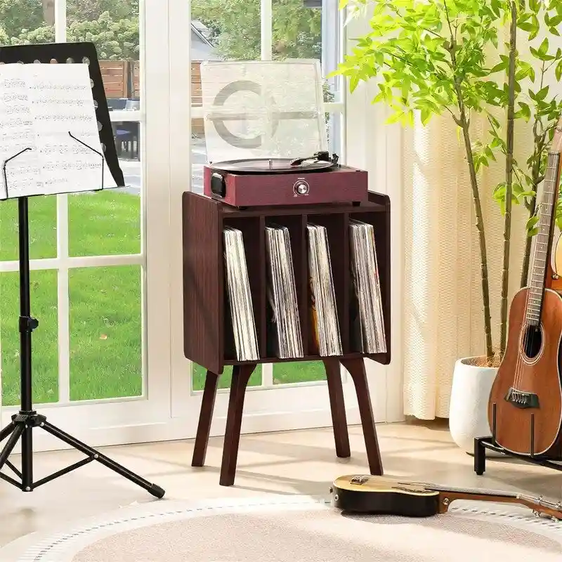 4-Cube Record Player Stand – Walnut/Black/Brown/Natural/White, Single