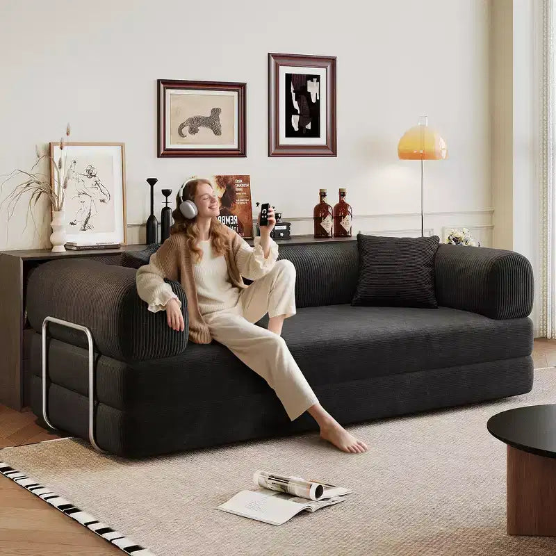 Whisen 78.8 Boneless Modular Sectional Sofa, Convertible Floor Sofa Bed, Compression Sofa with Pillow Back Support Armrest