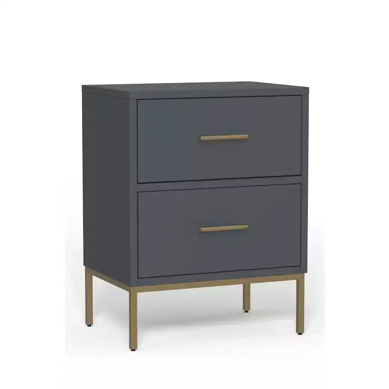 Alpine Furniture,Madelyn Two Drawer Nightstand, Slate Gray