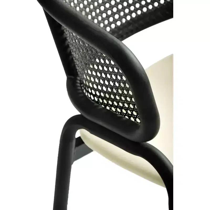 LeisureMod Ervilla Modern Dining Side Chair  Cozy Upholstered Accent Armchair with Black Iron Legs, Kitchen, Dining Room, Cafe, Restaurant Seating