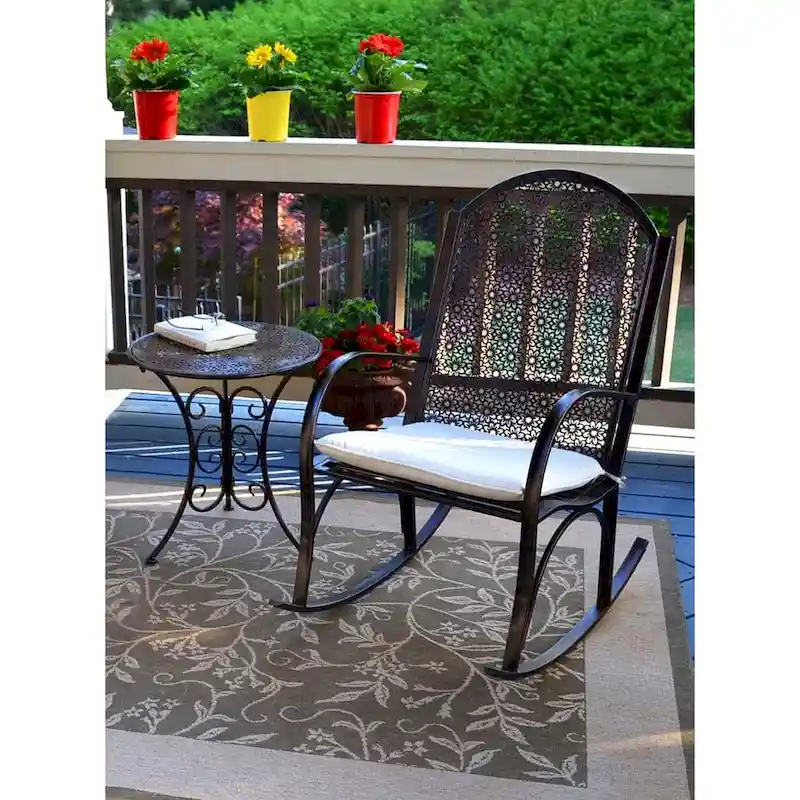 Garden Oiled Copper Metal Rocking Chair Set (2-Piece)