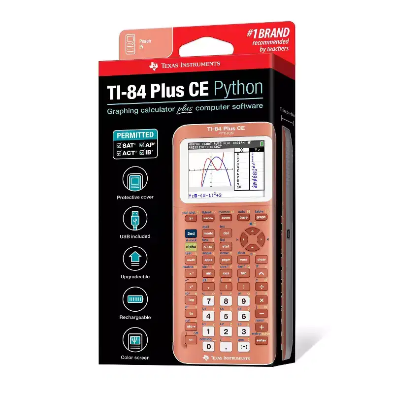 Texas Instruments CE Graphing Calculator 84+ - Peach Orange: Perfect for SAT & AP Exams