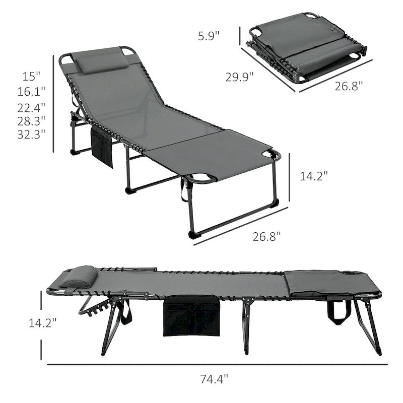 Outdoor Folding Tanning Chair with Reading Face Hole & Headrest