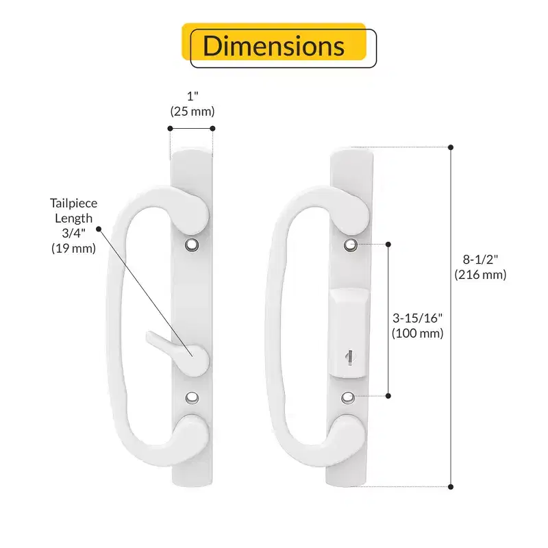 Brixwell 13-245WK Patio Door Handle Keyed Offset Latch White Finish