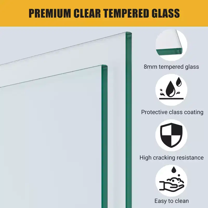 Shower Glass Door with Waterroof Seal Strip, Adjustable (56-60 in W x 72 in H) Frameless Shower Door with Clear SGCC Tempered Glass 5/16 in (8 mm)