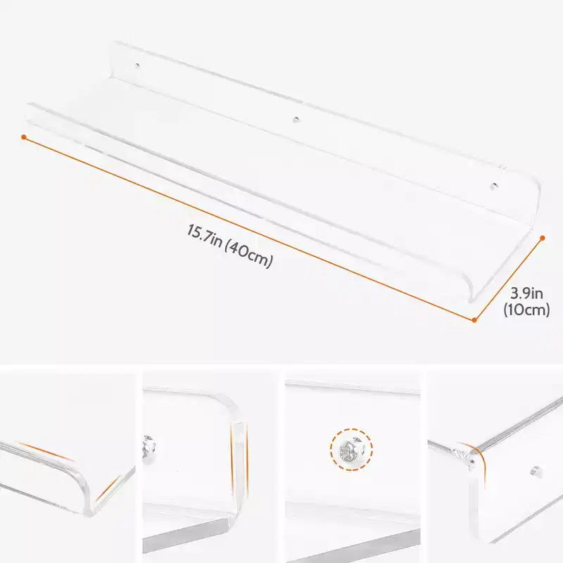 Unique Bargains Acrylic Waterproof Bathroom Floating Shelf 15.7 x 3.9 x 2 Inch Clear