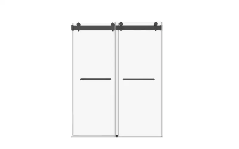 Zevemomo 56-60'' W x 76 '' H Shower Doors, Frameless Double Sliding , Walk in with 3/8 (10 mm) Tempered Glass, Stainless Steel Handles, Matte Black