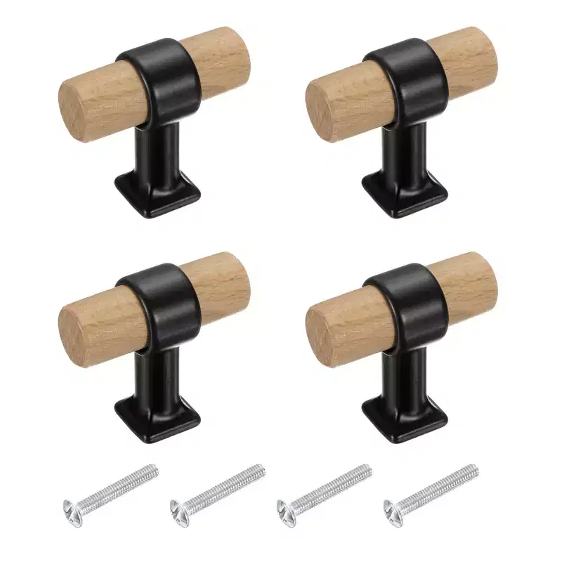 Unique Bargains Wood Zinc Alloy T-Bar Dresser Drawer Cabinet Knobs and Pulls 4 Pcs