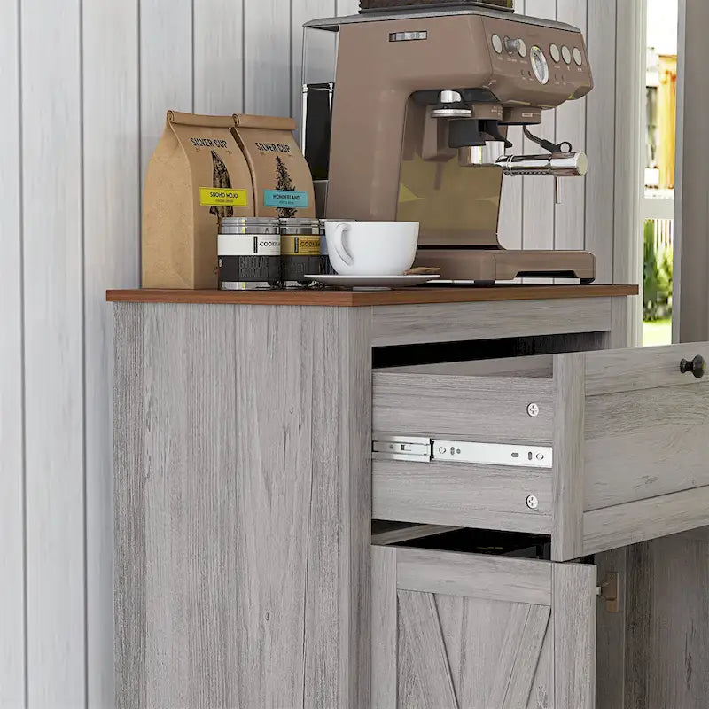 Farmhouse Barn Door Accent Cabinet Sideboard with Double Doors and Drawer